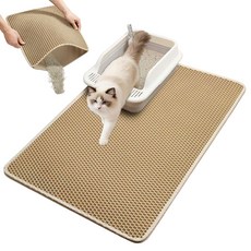 MERAKA고양이 화장실 모래 매트 포켓형 사막화방지 벌집모양 120*70 cm특대형, 베이지, 1개