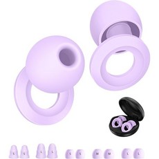 수면 소음 제거용 이어플러그 - 초점 코막힘 비행기 33dB 38dB 재사용 가능한 소프트 청력 보호 10 실리콘 및 폼 이어팁블랙, A-purple, One Size, 1개