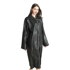 超輕連帽雨衣露營登山旅行優質防水雨衣雨衣EVA, 黑色