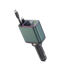 多孔車用充電器 快速充電 點菸器擴充 USB Type-C多接口, 氛圍燈1拖4車載快充✨雙Tape-c線, E19