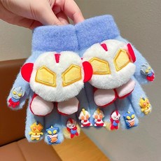 Doly 奧特曼兒童手套秋冬季防風保暖分指手套男孩學生寫字五指套