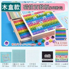 【超繪玩】現貨磁性百數板，懞氏數學思維教具，啟懞早教幼兒童益智玩具，1到100認數字數學教具，數學啟蒙益智玩具, 1個, 升級豪華版磁性百數板200粒+160題卡