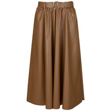 여성 페이크레더 롱 골프스커트 허리밴딩 벨트포함 GF0153