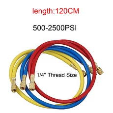 냉매 충전 호스 자동차 에어컨 HVAC 매니폴드 게이지 R12 R134A 적합 500-25000PSI 인치 3 개, 03 1.2M 2500psi