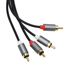 RCA 二對二音源線 紅白蓮花頭 AV影音電腦音響連接線, 黑色, 1個, 1米