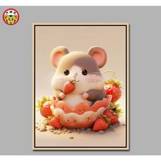 手工鑽石畫鑽石貼畫新款卡通可愛小倉鼠手工鑽石畫貓咪diy手工製作狗狗貼鑽材料包送好友生日禮物房間裝飾, 1個, 款式2,画布尺寸30*40+工具
