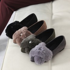 베리슈 여성 퍼 플랫슈즈 털단화