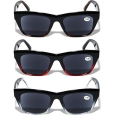 비전 월드 3쌍 여성 야외 독서 선글라스 - 완전히 확대된 독자양초점 제외, 3 Pairs (Demi/Red/Clear), 3.5 x