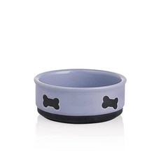 Sweejar 발바닥 패턴이 있는 세라믹 강아지 그릇 소형견을 위한 강아지 사료 접시 물용 도자기 반려동물 그릇 400ml(16온스) (베이지), 본 패턴, 14cm x 5.6cm(5.5인치 x 2.2, 퍼플