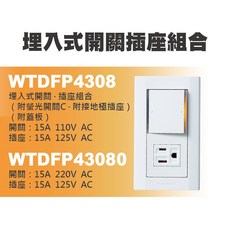 Panasonic 國際牌 星光系列 附蓋板, 1個, WTDFP4308（一開關一接地極插座）