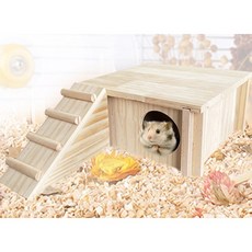 소동물 원목 2층 사다리 은신처 하우스, 1개