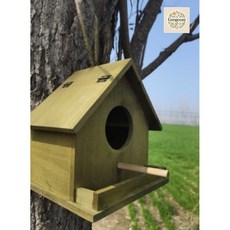 야외 새집 둥지 원목 제비 목조 참새 나무 새집 정원 새장, 그린 16x14x17_8cm(지붕오픈 가능)