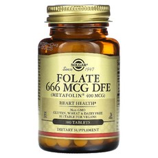 (2병) 솔가 활성엽산 활성형 엽산 Folate 400MCG 100정 Solgar, 2개