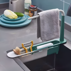 보이오 싱크대 수세미 거치대 받침대 길이조절 행주 걸이 건조대, 1개