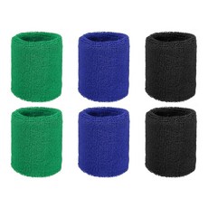 YELARXI 손목 밴드 스웨트밴드 스웨트 스포츠용 7.6x6.4cm(3x2.5인치) 및 6팩 핑크 핏 (테니스/농구/축구/달리기/운동/청소년용), 블랙/포레스트 그린/사파이어 블루