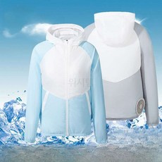 냉풍 여름 커플 자켓 등산 쿨링 남녀공용 S-4XL 낚시 냉풍 선풍기옷 여름 커플 자켓 캠핑 경량, 그레이 + 팬, 1개