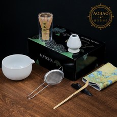 AOHAO 말차 도구 1/4/7 PCS 세트 MATCH WHISK 차선 차선립 다완, 3세트, 밝은 화이트7PCS