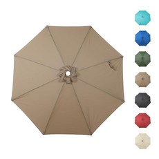 COWVIE 2.7m(9피트) 마켓 우산 캐노피 교체품 8개의 리브 파티오 우산용 마당용 야외 테이블 파라솔 교체품 캐노피만 포함, 3m(10피트) 라운드 마켓 캐노피, 코스탈 카키
