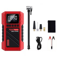 HELLOLEIBOO 휴대용 차량 점프스타터 겸용 에어컴프레셔 11 x 9cm, 레드, 1개