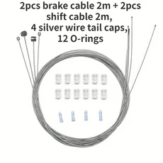 4pcs 자전거 브레이크 케이블 세트 2m 길이 스테인레스 스틸 시프트 와이어 MTB 도로 내부 엔드 캡, 01 mix brake cable set, 1개