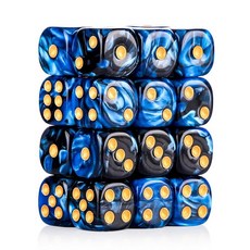 해외 Handan 24팩 16MM 6면 주사위 세트 반투명 색상 D6 게임 Yahtzee Bunco 또는 교육 수학을 위한 표준 휴대용 파우치 포함옐로우 미국매장정품+ 1723, 16mm 블루 및 블랙.