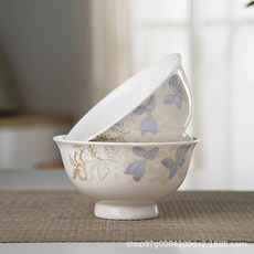 中式陶瓷飯碗，簡約喫飯碗，小湯碗, 2個4.5英寸【高腳碗】, 1個