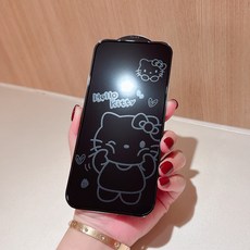 산리오 iPhone 16 Plus/15 Plus/15 Pro Max 화면 끄기 강화유리 카툰 디자인 고화질 보호 고화질 터치, 1개