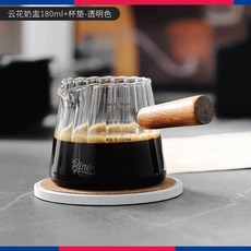 에스프레소 커피 샷잔 홈카페 핸들 계량컵 용품 내열유리 컵 그립 우드 눈금 바리스타 측정, C. 구름꽃 80ml+받침 투명