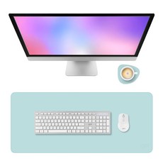 그릭 가죽 장패드 와이드 데스크 매트, 스카이블루