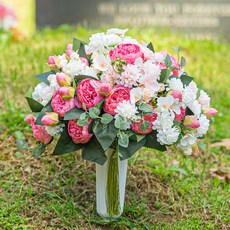 화예원 성묘 조화 꽃다발 매립형 묘지 꽃병 세트 산소 장식 인테리어 꽃, 핫핑크 화병세트 중, 1개, 화병세트 중