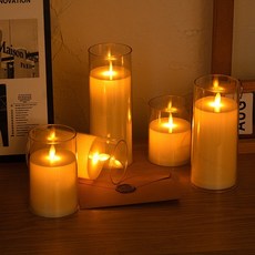 아늑한 아크릴 유리 모방 전자 양초 크리스마스 생일 결혼식 인테리어조명, J_7.5x10 차색 투명 커버