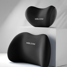 미블룸 차량용 메모리폼 목쿠션 + 등받이 쿠션 세트, 1개, 블랙