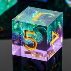 LDICEK DND 주사위 세트 샤프 엣지 7피스 다면체 숫자 금박 정교한 틴 박스 포장 던전 앤 드래곤 RPG 및 보드 게임에 이상적 (무지개), 시안 퍼플