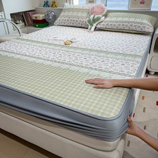 2026新款冰丝凉席a类床笠款三件套可机洗冰丝藤席床单空调软席子, 凝膠注入記憶棉, 暖茶【A类母婴级，丝滑透气凉爽】