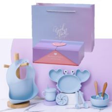마이프레셔스 Baby Feeding Set 아기 초기 이유식 식기 세트 흡착식판 6종세트 출산선물 유아 아기선물 유아식기 아기그릇, 그린세트+고급선물포장, 1개