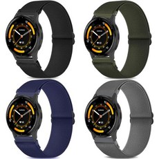 13730442 스마트워치 밴드 스트랩 시계줄 교체 22mm 스트레치 워치 4개 팩 가민 Venu 3/Venu 2/ Vivoactive 4 지원 루프 나일론 탄성 패브릭 For, 블랙/그레이/아미 그린/네이비 블루.