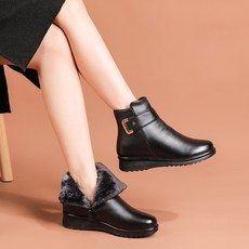 소리울 여성 경량 털부츠 방한 겨울 가죽 부츠