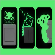 레나셀렉 전원스위치 야광스티커 스위치옆에붙이는스티커, 고양이