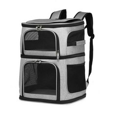 雙層寵物外出背包 適用貓/狗, 灰色, 1個