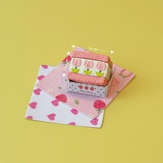 미니어처 샌드위치틀 DIY 소품 주방용품 미니어처만들기 간식조리도구 인형놀이 장난감, 1개, 사각 샌드위치 핑크 딸기