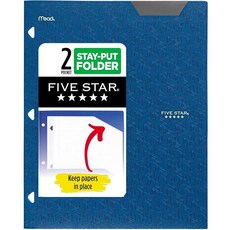 Five Star 2포켓 폴더 고정 탭이 있는 플라스틱 폴더 3링 바인더에 적합 21.6 x 27.9cm(8-1/2 x 11인치) 용지 보관 퍼시픽 블루 (333420C, Pacific Blue