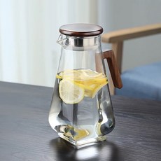 胡桃木把透明冷水壺 1L, 透明冷水壺, 1套