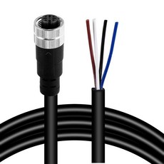M12 4핀 여성 커넥터 케이블 방수 IP67 납땜 잠금 시스템 황동 금도금 접점 코드 스트레이트 항공 센서 전기 60V 2A 산업용 등급 케이블여성 1m, 5m, 4 pin Female
