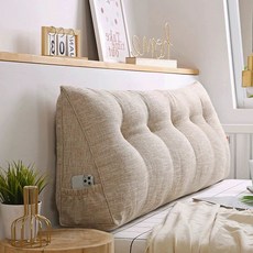 삼각등받이쿠션 대형 허리쿠션 단단한 침대헤드 대형등쿠션, 1개, A. 코튼 리넨 G 리넨, A. 60x50x20cm 버