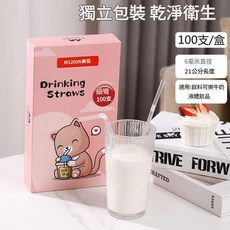 美從 食品級獨立包裝細吸管, 1套, 100個