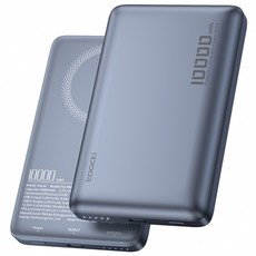 Toocki 툭키 대용량 맥세이프 마그네틱 무선 초고속 보조배터리 10000mAh, 불루