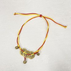 御古齋 貔貅開運綁繩掛件，搭配三帝錢五帝錢銅鈴鐺，四種款式可選，招財納福保平安, 1個, 雙色綁繩(適用15公分以上貔貅)三帝錢鈴 兩條, 雙色