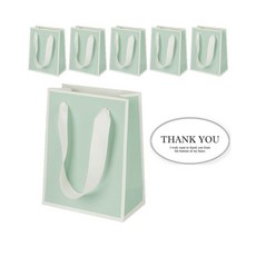 빛공 고급 선물 무지 미니 답례품 쇼핑백 종이가방 종이백 (스티커 포함), 6개, 민트