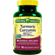 강황 치매 스프링 밸리 커큐민 500mg 생강 가루 50mg 포함, 강황 치매 스프링 밸리 커큐민 500mg 생강 가루 5
