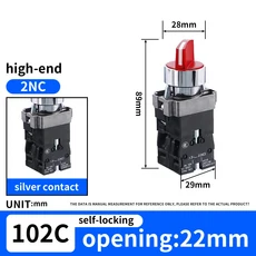 10개 22mm 로터리 래칭 셀렉터 스위치(라이트 포함) 2NO 3 위치/1NO 유지 LED 12V 380V(옵션), 04 LED lamp AC DC 12V, 02 high end 2NC  red